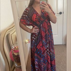 multi color aztecs pattern long dress